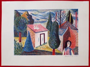 Hans van Norden - Vrouw in landschap, litho kopen? Bied vanaf 40!