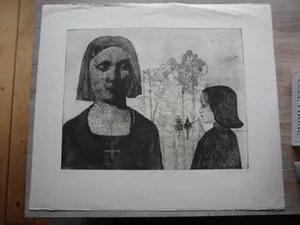 David King - Ets, titel, "Mother & Child". kopen? Bied vanaf 20!