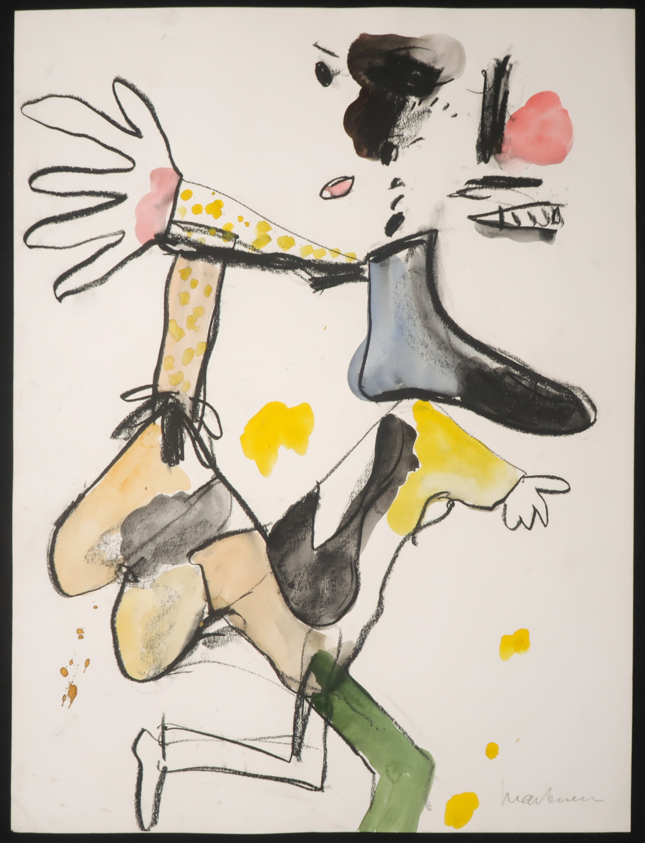 Anton Martineau - Krijt en aquarel op papier, Z.T. Figuur kopen? Bied vanaf 50!