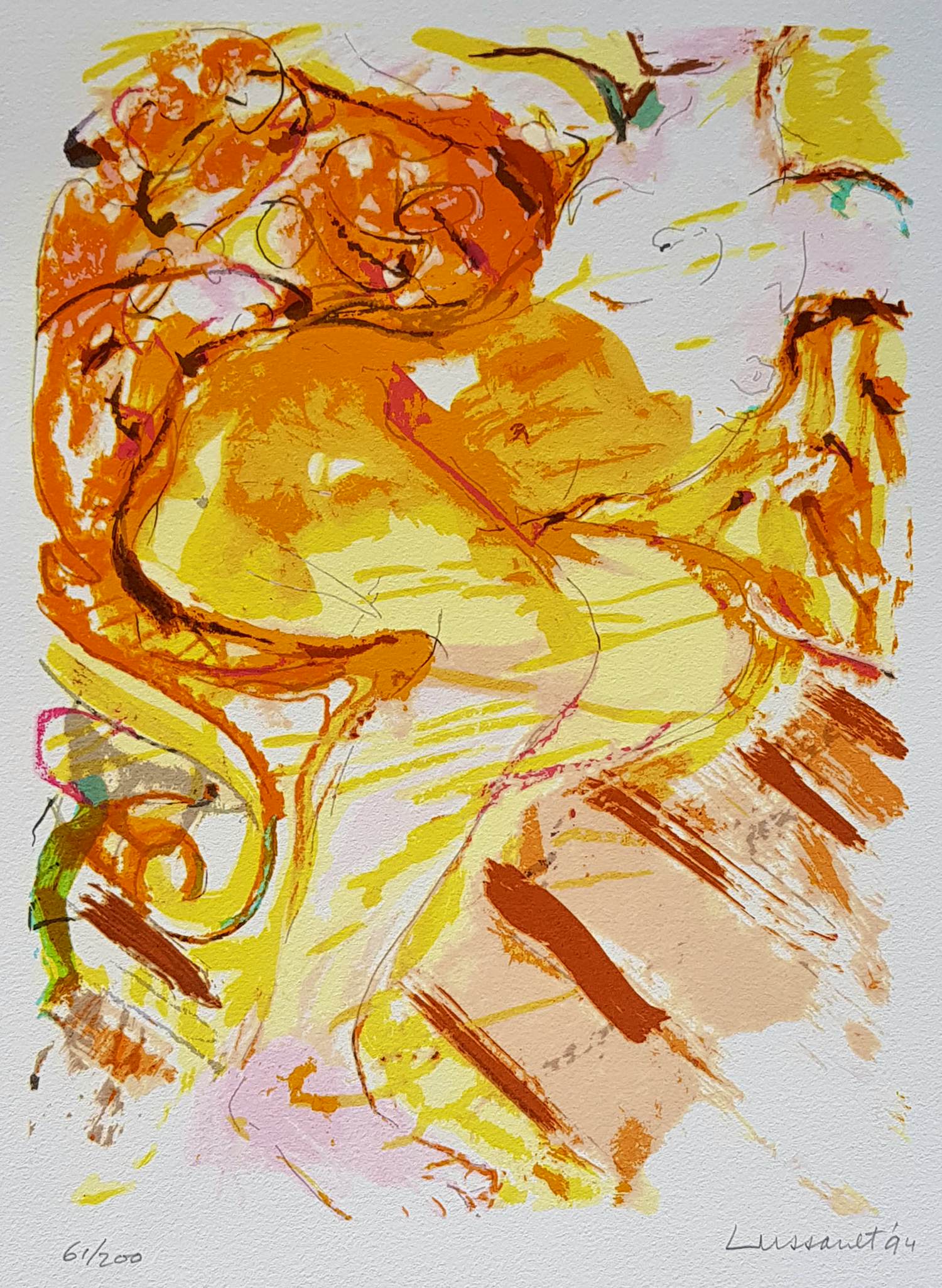 Paul de Lussanet - Liggend Naakt - Zeefdruk. kopen? Bied vanaf 50!