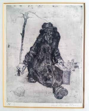 Aad de Haas - Man met koffer. No 1 van 3!!! verkocht voor € 150!