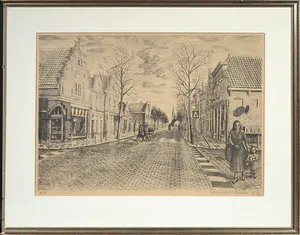 Francisco Perez Anguita - Litho, Westerstraat te Enkhuizen II - Ingelijst kopen? Bied vanaf 1!