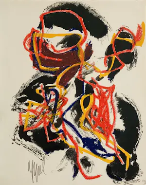 Karel Appel - abstracte compositie nr 5 ( Der Spiegel , KÖln, 1961) met nieuwe lijst! kopen? Bied vanaf 625!