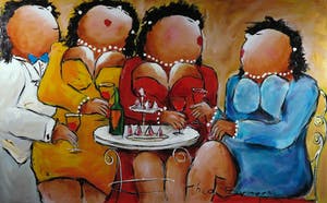Theo Broeren - Acryl op doek, Discussie (Zeer Groot) kopen? Bied vanaf 100!