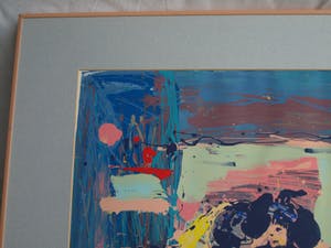 Emeke Buitelaar - Litho of monoprint? , Abstracte voorstelling – gesigneerd & ingelijst – 1988 kopen? Bied vanaf 40!