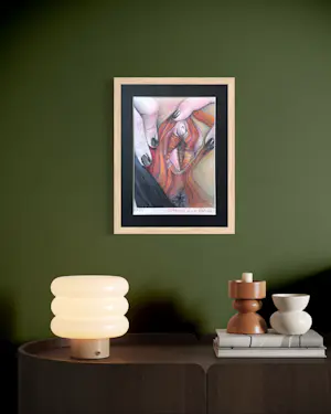 Yvon Adam - Erotische Kunst „Klitorina am Strand“, Mischtechnik – gerahmt kopen? Bied vanaf 50!