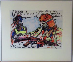 Herman Brood - What a guuuuuuun!(prachtig ingelijst, ontspiegeld glas) kopen? Bied vanaf 595!