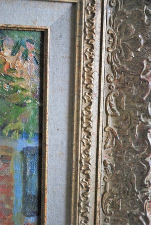 Max Metzoldt - zonnig erf - groot schilderij kopen? Bied vanaf 750!