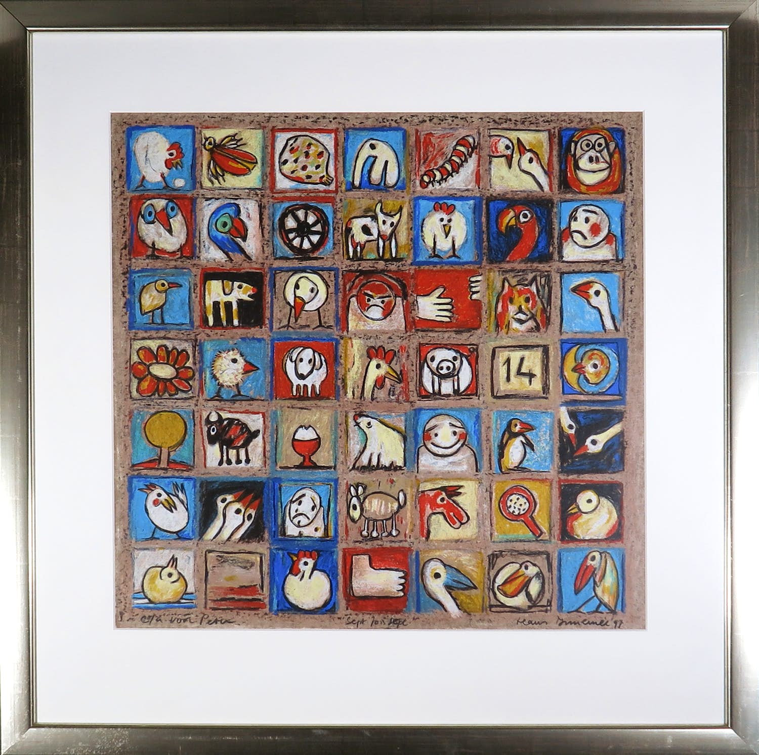 Hans Innemee - Zeefdruk, Sept fois sept - Ingelijst verkocht voor € 100!