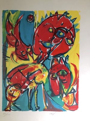 Carl-Henning Pedersen - Figuren - Lithografie, Ingelijst (Groot) kopen? Bied vanaf 275!