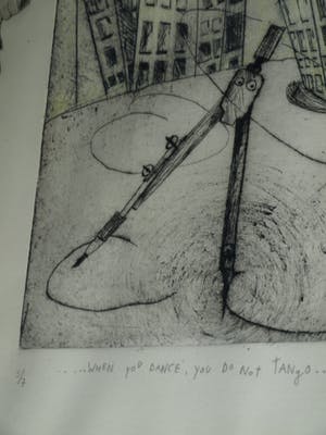 Margit Willems - Zeer grote ingelijste ets , When you dance, you do not Tango – 1989 - nr. 5 / 7 kopen? Bied vanaf 100!