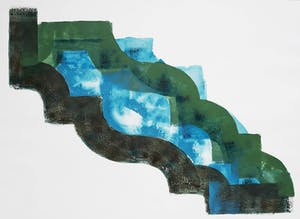 Hans Schraven - Geometrisch abstract, acrylverf op papier kopen? Bied vanaf 40!