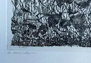 Willem Minderman - landschap met dorpje op achtergrond - 1975 kopen? Bied vanaf 45!