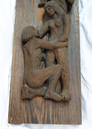 Klaas Pijlman - Chamotte / Aardewerk op paneel , Levensboom - ca. 1970 kopen? Bied vanaf 40!