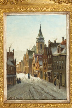 Oene Romkes de Jongh - Besneeuwd Stadsgezicht kopen? Bied vanaf 425!