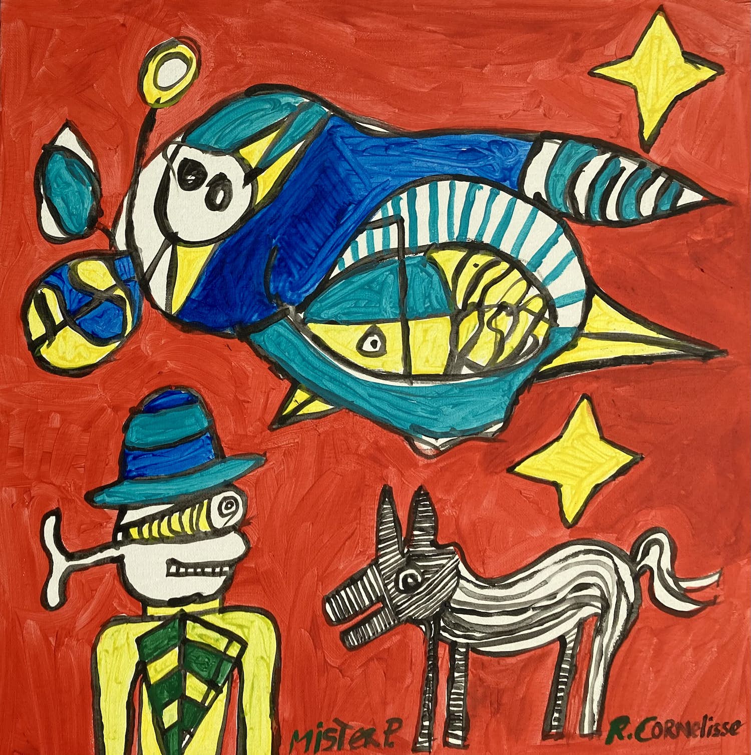 Ruud Cornelisse - Acrylverf op doek - Mister P. - gesigneerd verkocht voor € 70!
