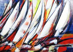 Frits van Eeden - Acryl op Doek, Vaartwind(Groot) verkocht voor € 250!