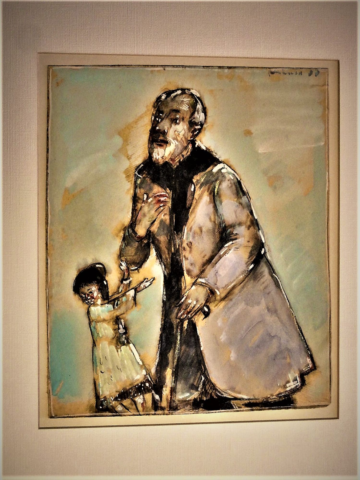 Niet of onleesbaar gesigneerd - Interessant in 1908 geschilderde gem Techniek "man en kind" gesigneerd kopen? Bied vanaf 1!