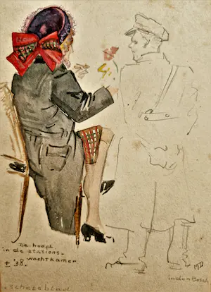 Mies Deinum - Leuke aquarel/ tekening "stationsrestauratie den Bosch" 1938 - gesigneerd kaufen? Bieten Sie von 37!