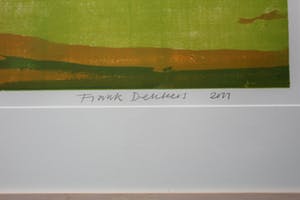 Frank Dekkers - houtsnede: landschap met bomen - 2001 (netjes ingelijst) kopen? Bied vanaf 70!