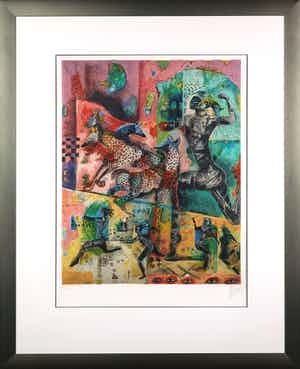 Astrid Engels - Litho, Pink - Ingelijst verkocht voor € 50!