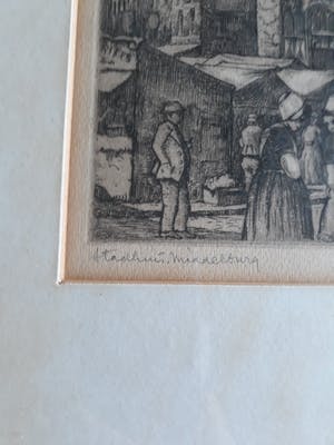 Louis Heijmans - Louis Heymans, Marktdag bij Stadhuis Middelburg, Ets kopen? Bied vanaf 40!