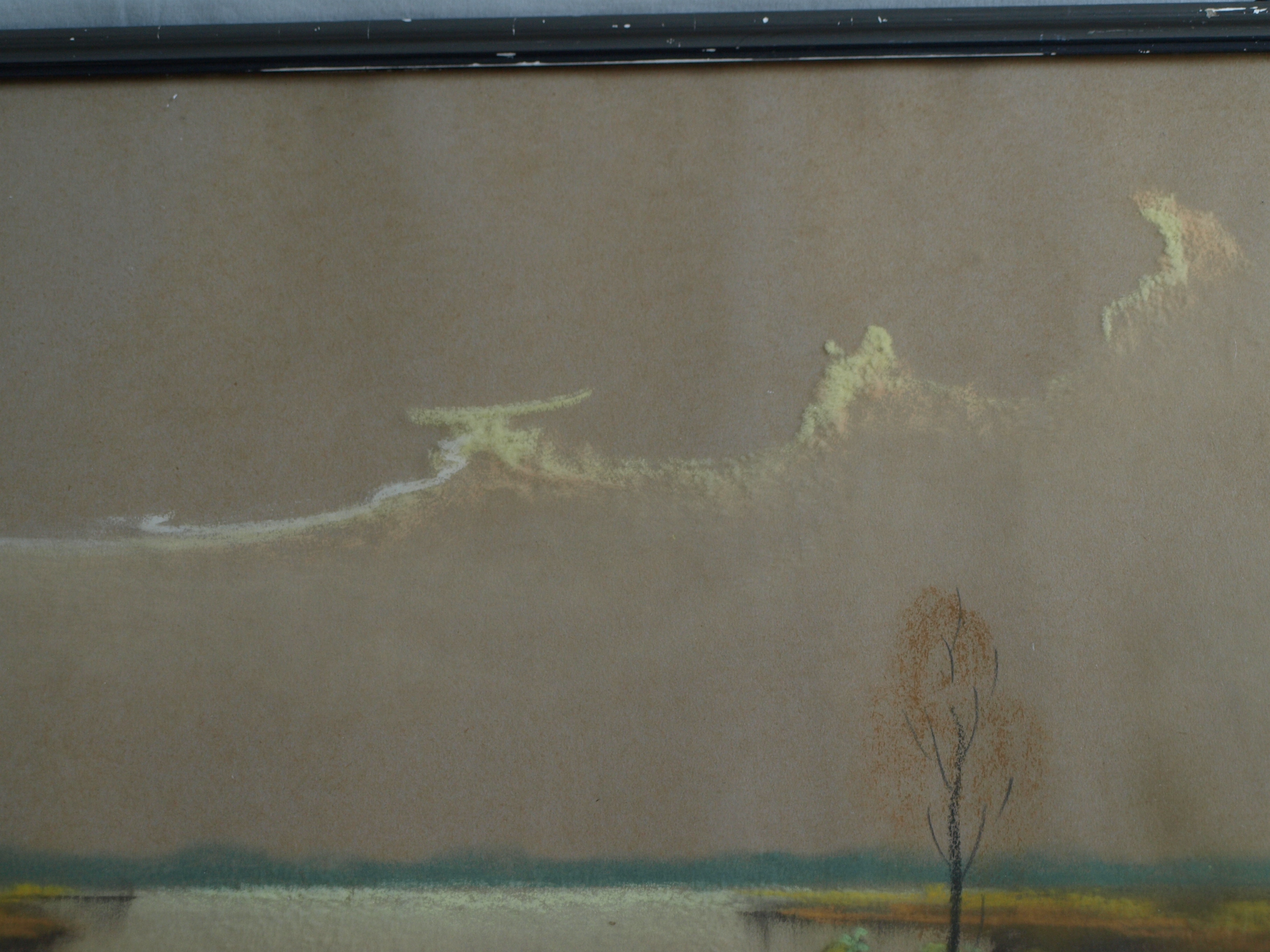 Niet of onleesbaar gesigneerd - Pasteltekening , Watergezicht – gesigneerd & ingelijst  kopen? Bied vanaf 1!