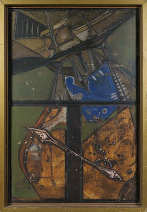 Niet of onleesbaar gesigneerd - Gemengde techniek op board, De Nieuwe Meer van boven - Ingelijst kopen? Bied vanaf 1!