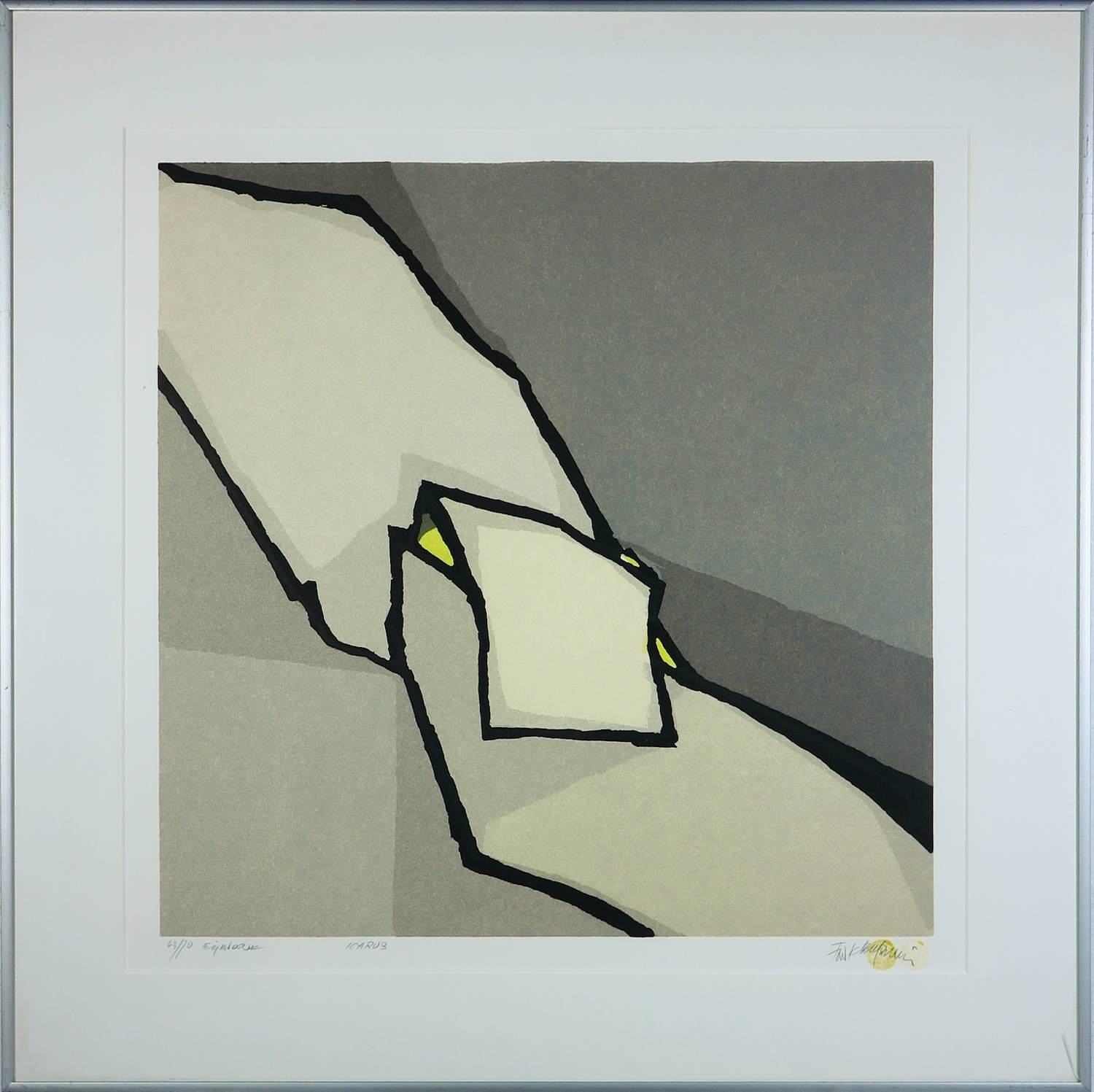 Fon Klement - Boardsnede op papier, Icarus - Ingelijst kopen? Bied vanaf 90!