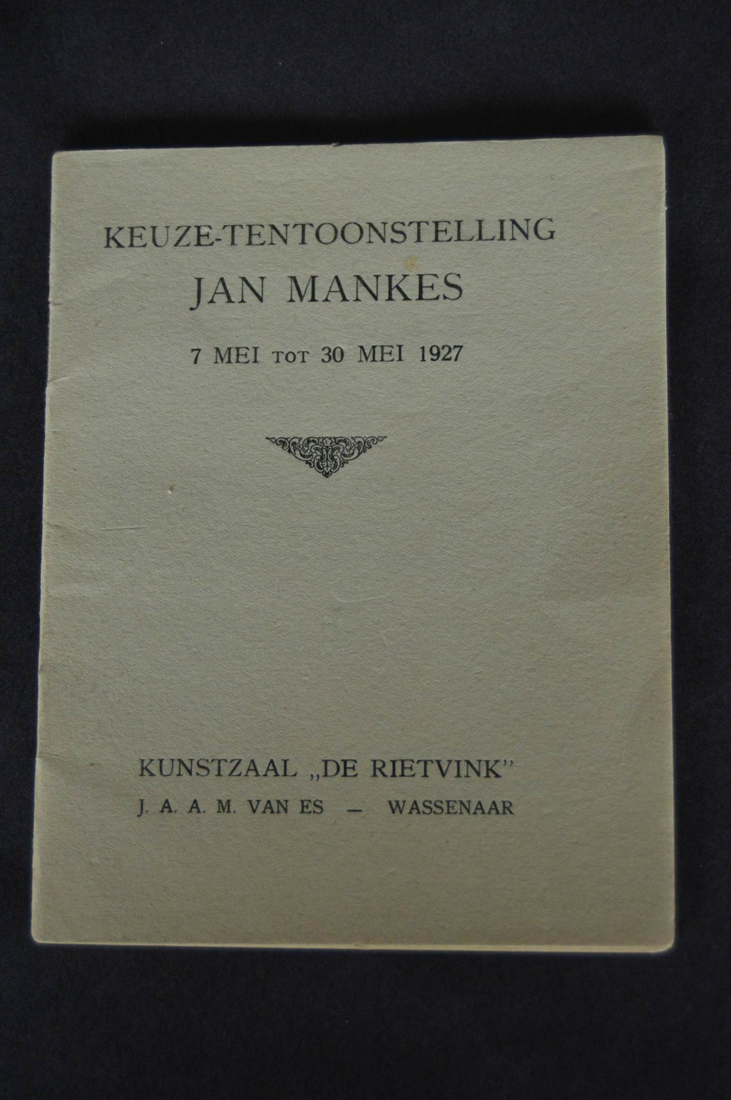 Jan Mankes - KEUZE-TENTOONSTELING JAN MANKES 7 MEI TOT 30 MEI 1927. kopen? Bied vanaf 1000!