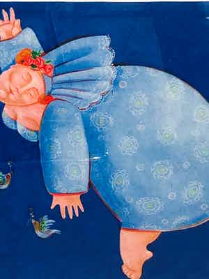 Ada Breedveld - De blauwe dame met lijst! verkocht voor € 125!