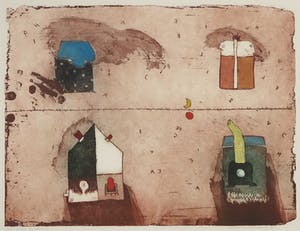 Michel van Overbeeke - Kleurenets met bladgoud, Between the lines II - Ingelijst kopen? Bied vanaf 50!