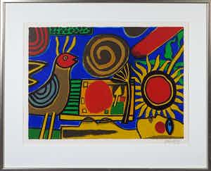 Corneille - Zeefdruk, Zonder titel - Ingelijst verkocht voor € 200!