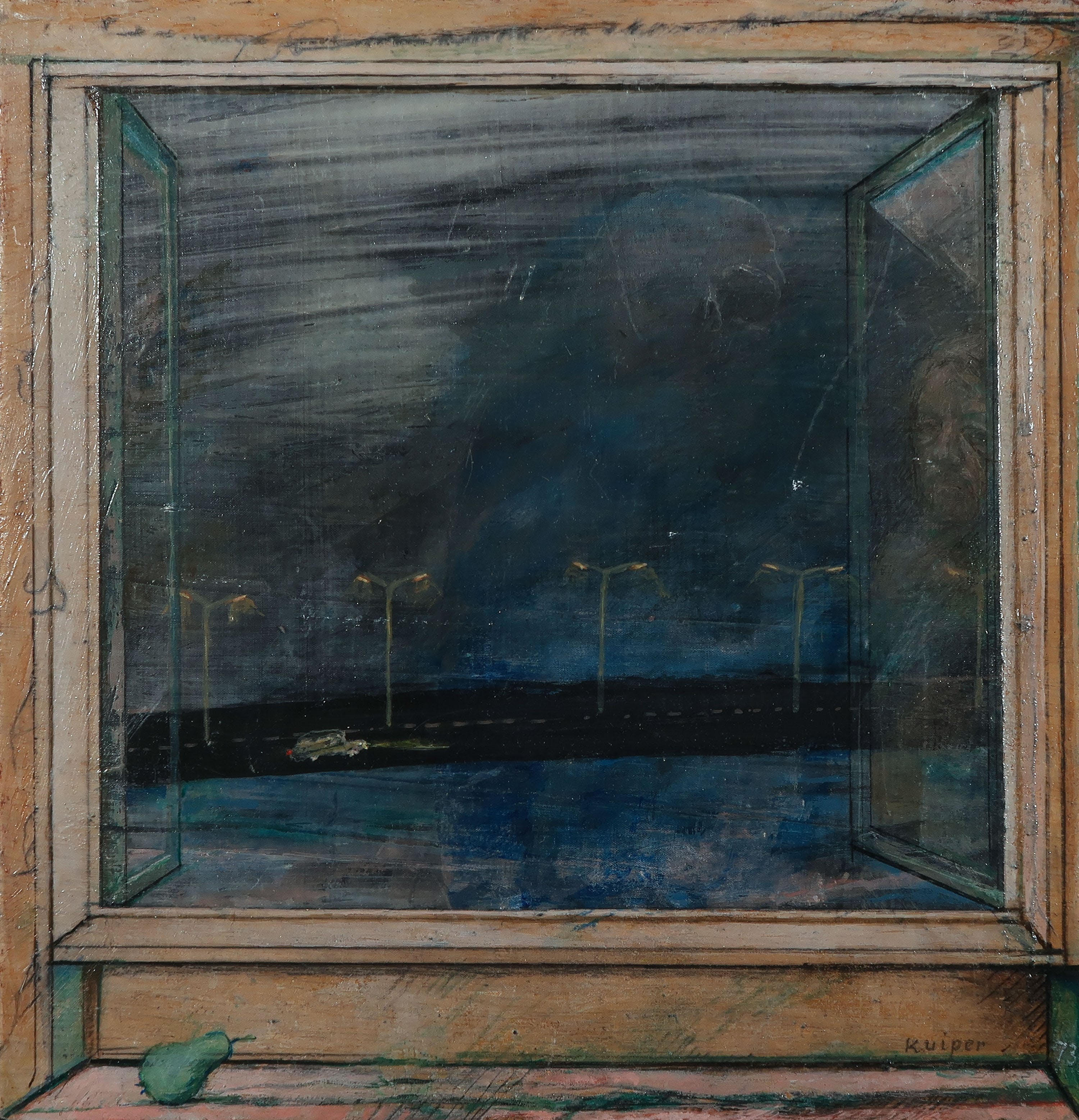 Jan Kuiper - Olieverf op paneel, Kijken naar moedertje nacht - Ingelijst kopen? Bied vanaf 150!
