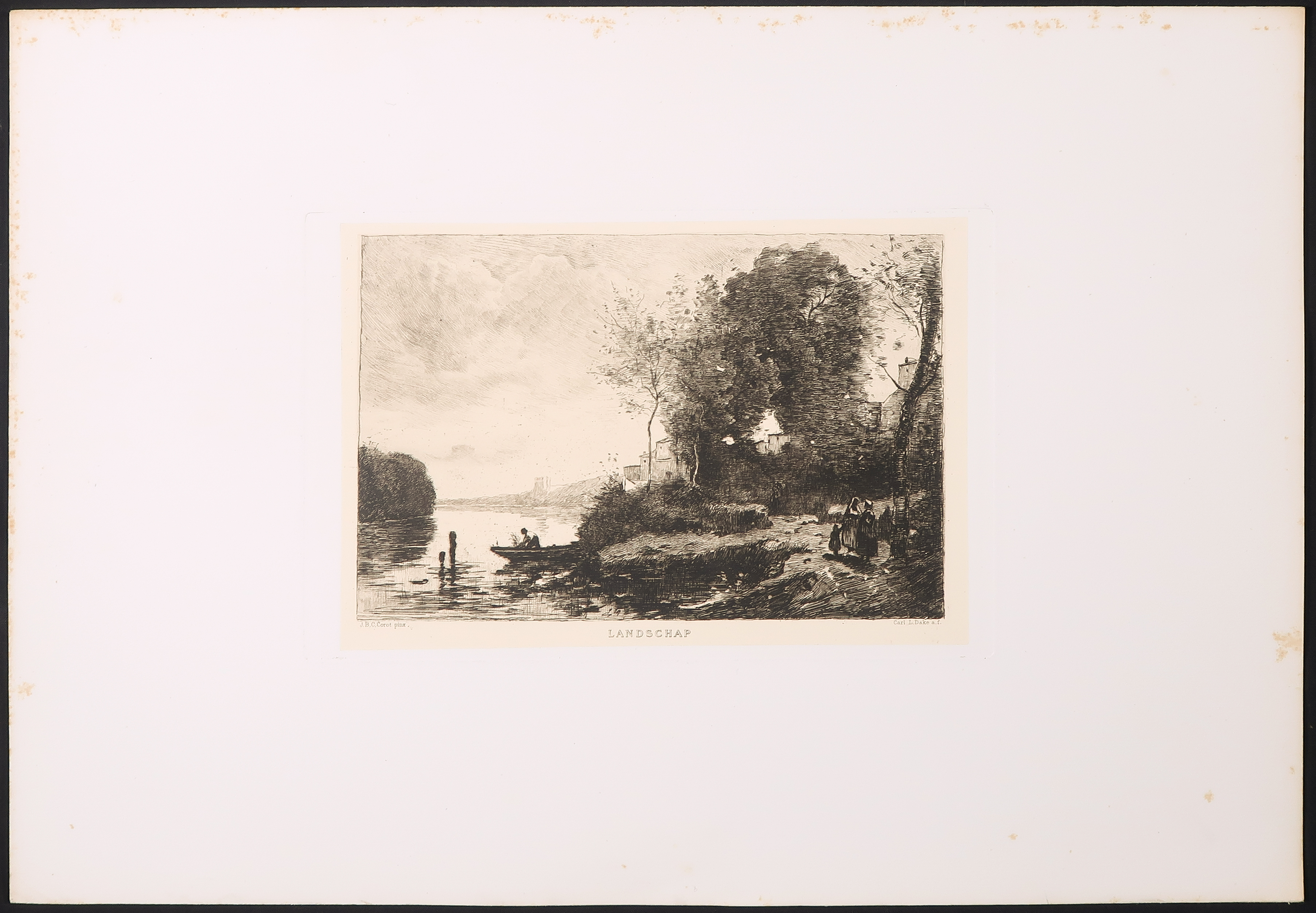 C.L. Dake - Ets, Landschap, naar schilderij van Jean-Baptiste Corot kopen? Bied vanaf 1!