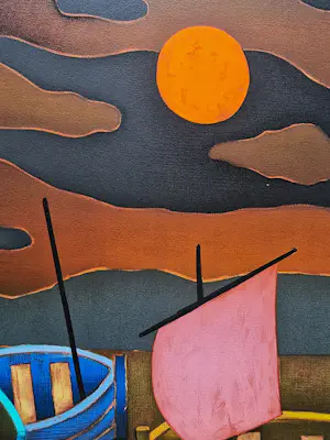 Jean Oosterlynck - Grote 1976 - kleurenlitho "BATEAUX A NUIT" met persoonl. opdracht kopen? Bied vanaf 41!