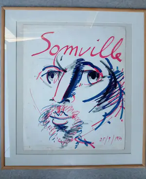 Roger Somville - grote tekening uit 1974 - gesigneerd en ingelijst kopen? Bied vanaf 325!