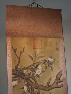 Niet of onleesbaar gesigneerd - Japanse of Chinese scroll, “Vogel op tak” - Aquarelverf en inkt op papier kopen? Bied vanaf 1!