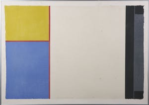 Geerhard Kuipers - Houtsnede, Compositie met blauw en geel - Ingelijst kopen? Bied vanaf 1!