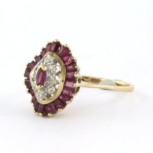 BWG bicolor cocktail ring bezet met robijn en diamant totaal 0.03ct - G/H - SI kopen? Bied vanaf 130!