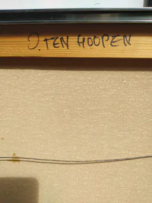 Ingeborg ten Hoopen - Schilderij met structuur. Blauw met wit kopen? Bied vanaf 500!