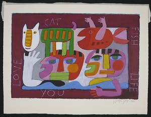 Wouter Stips - Zeefdruk, Love Cat Fish Life You kopen? Bied vanaf 1!