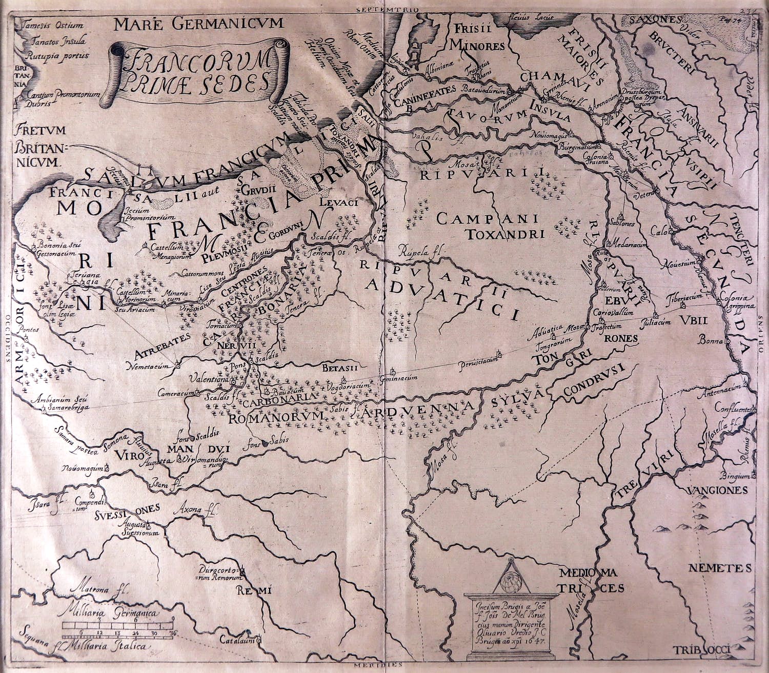 Mattheus Smallegange - Gravure, Francorum Primae Sedes, 1647? verkocht voor € 20!