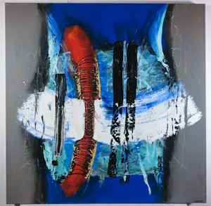 Hans Vanhorck - Olieverf op groot doek, Blue and red abstract (Groot) kopen? Bied vanaf 250!