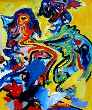 Finn Pedersen - olieverf op board: Ubumido verkocht voor € 599!