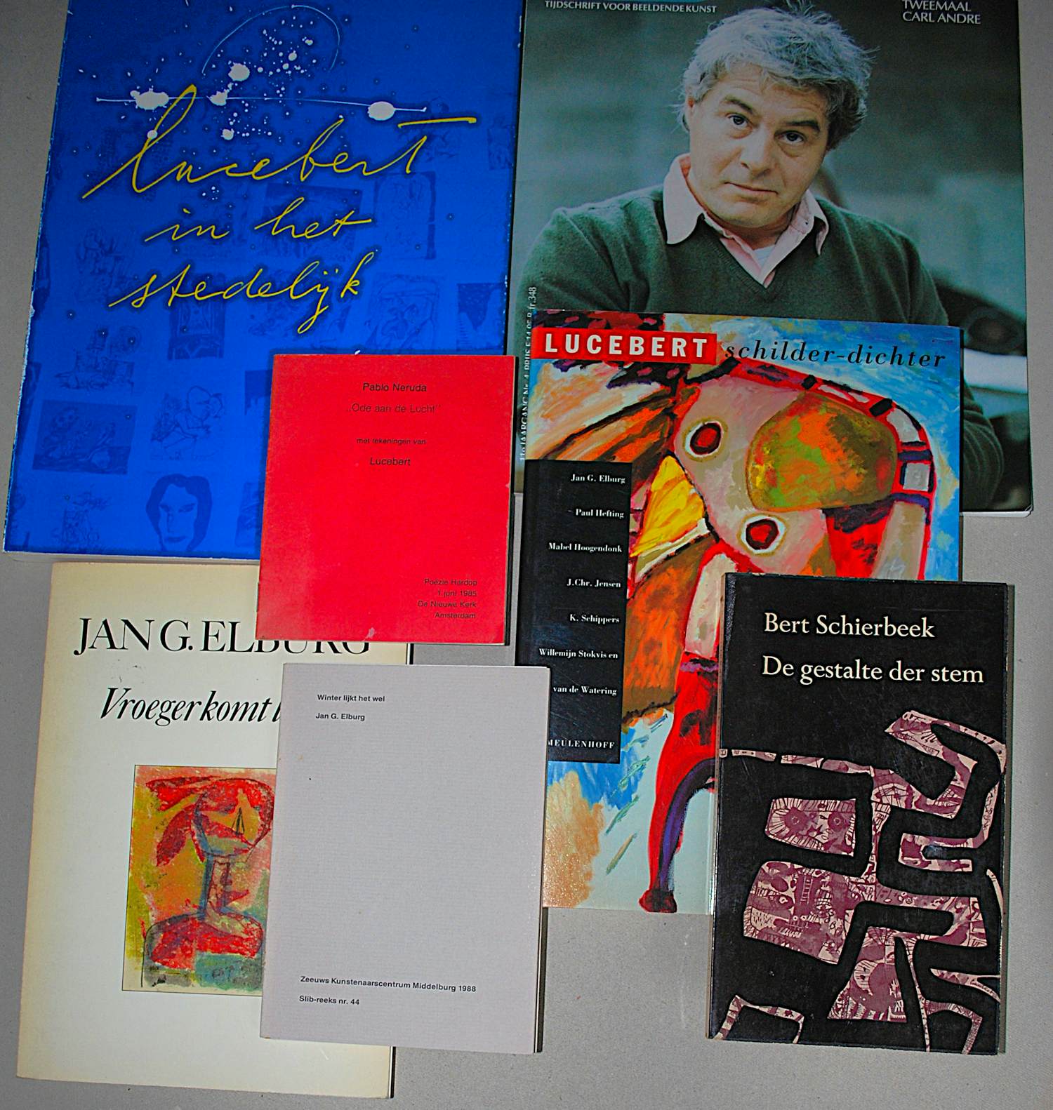 Lucebert - Jan Elburg, Bert Schierbeek: 7 boekwerken beeldende- en dichtkunst kopen? Bied vanaf 65!