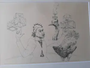 Herman Damen - Tekening, zonder titel, mooi ingelijst. kopen? Bied vanaf 40!
