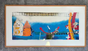 Theo Koster - Zeefdruk - Liggend blauw - Ingelijst (Groot) kopen? Bied vanaf 125!