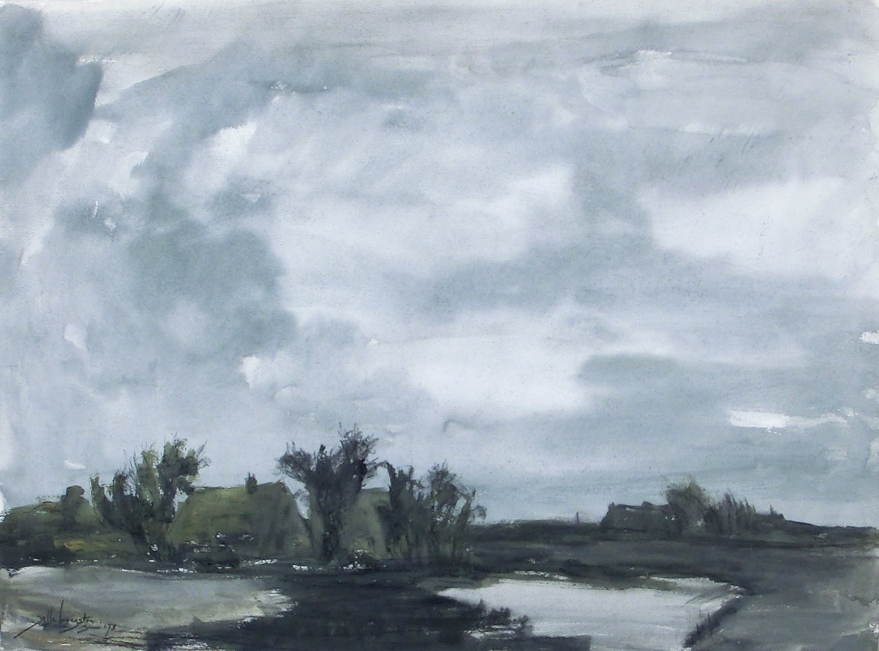 Jelle Hoogstra - LANDSCHAP, 1973 kopen? Bied vanaf 75!