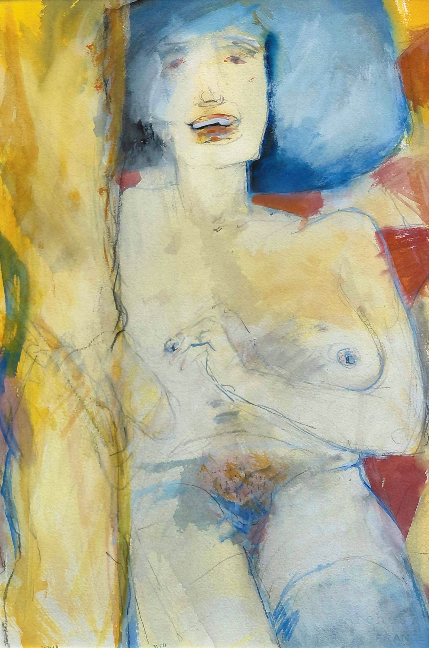 Paul de Lussanet - Naakt, gemengde techniek op papier (netjes ingelijst) kopen? Bied vanaf 125!